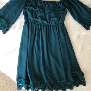 Strapless green dress